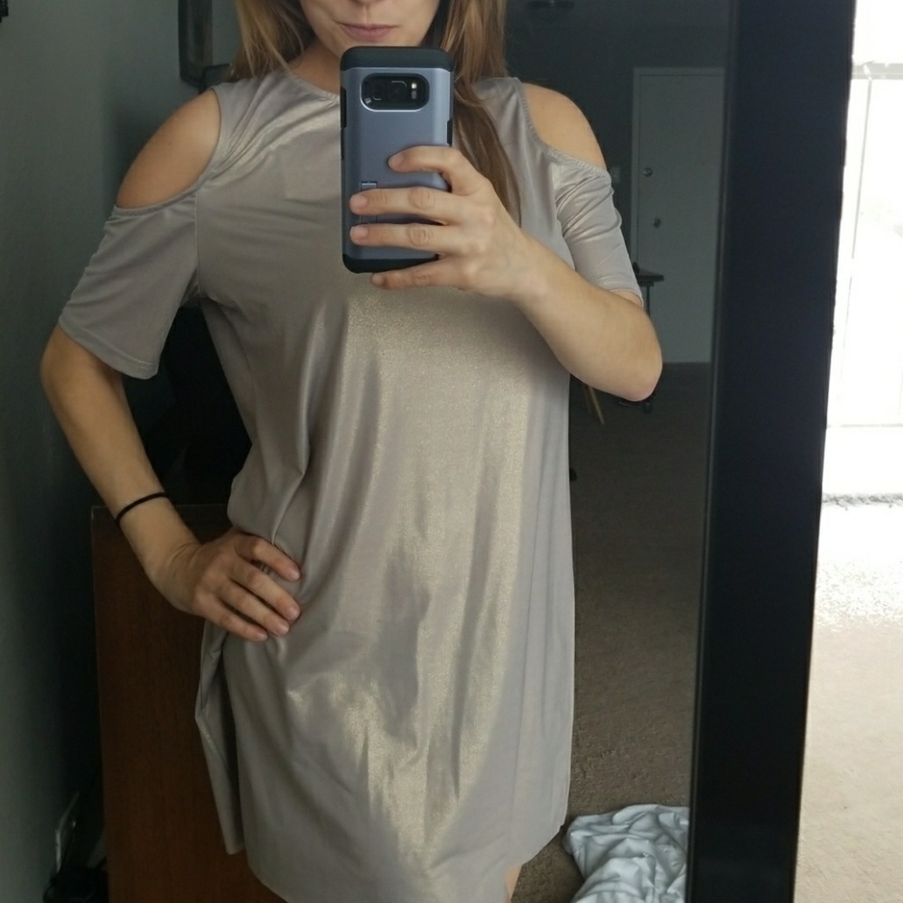 NWT Gold Shimmer Cold Should Mini Dress